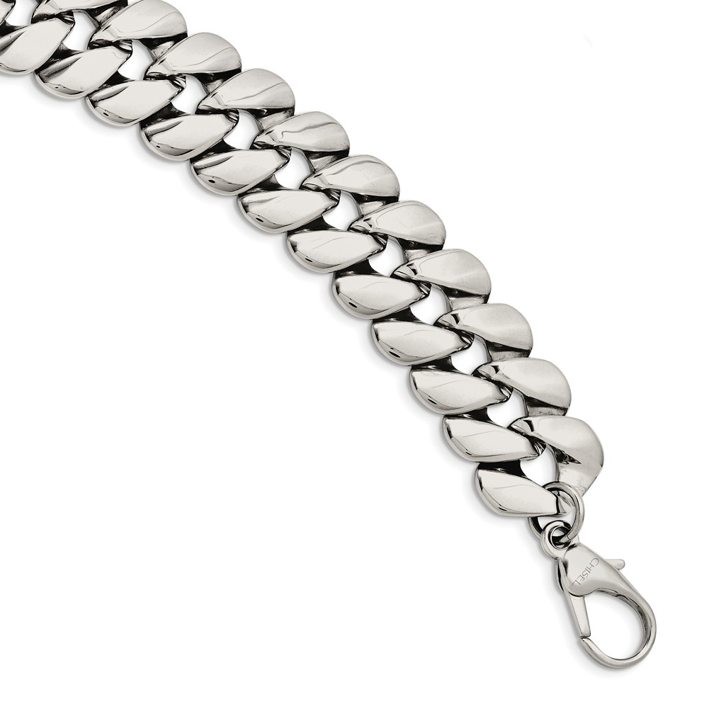 Chisel Stainless Steel Polished Fancy Link Chain ユニセックス