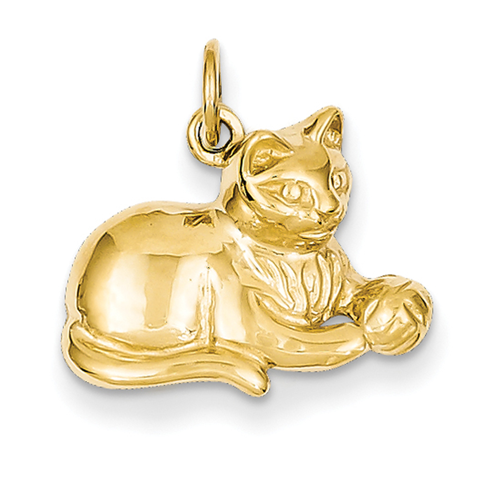 14k Yellow Gold Cat Charm A9166 | eBay