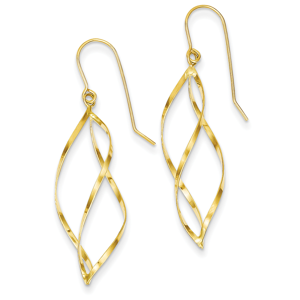 14k Yellow Gold Swirl Dangle Earrings TL428 | eBay